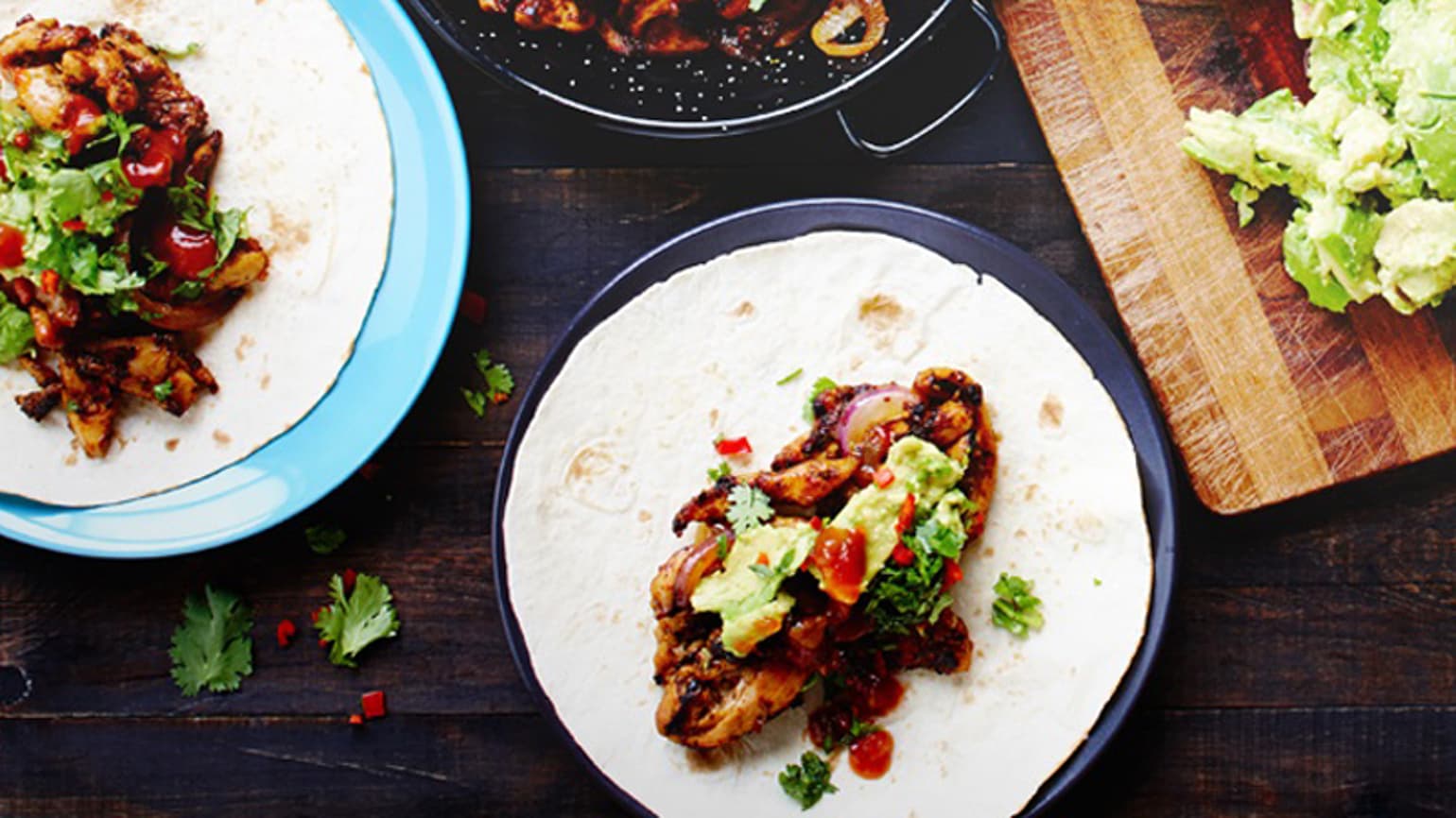 Easy Classic Chicken Fajitas with Smashed Avocado, Chilli & Coriander Salsa Recipe